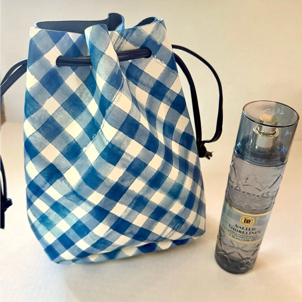 NEW B&BW Salted Shorelines Fragrance Mist + Cinched Tote Bag NWT BBW 2 Piece Set
